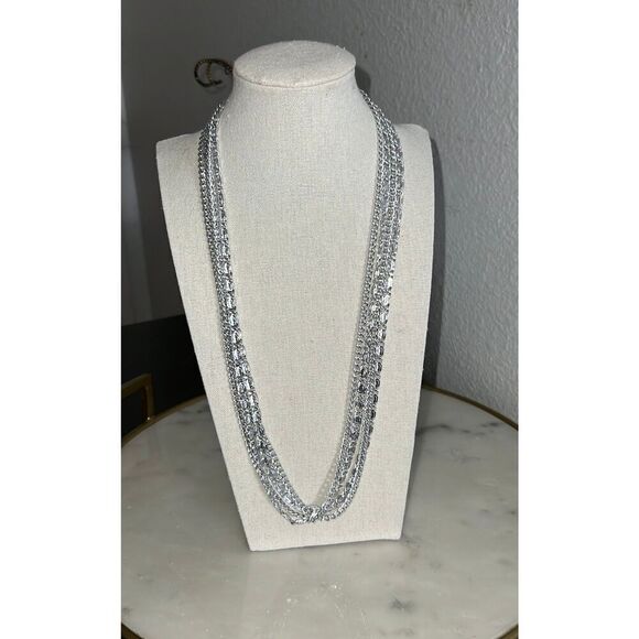 Vintage Sarah Coventry necklace EUC marked silver tone 4 strands - Picture 1 of 4